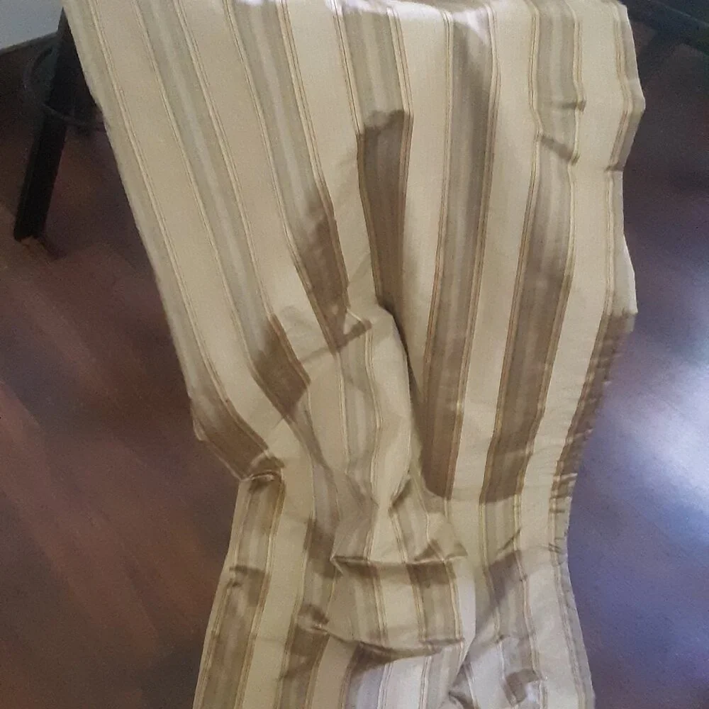 Calico Home Lined 32W x 92L Striped Pleated Silk Drapes. Set of 2